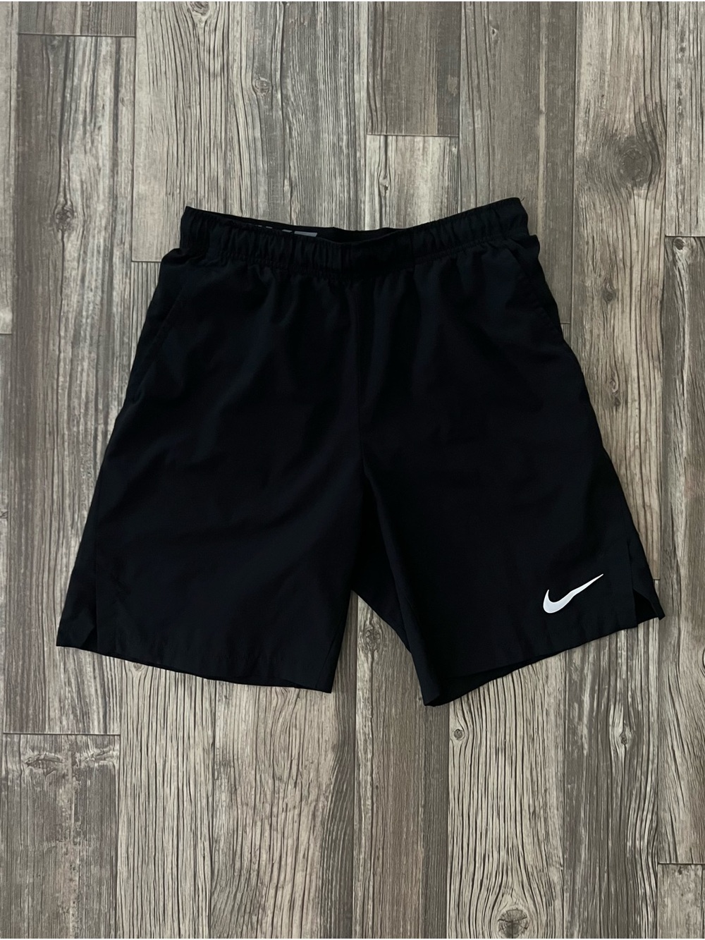 Nike Men’s Black Athletic Shorts with White Swoosh / size: M mens